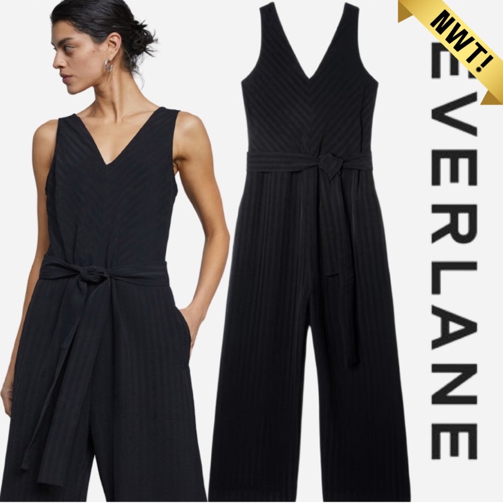 Everlane | The City Stripe Draped Jumpsuit | Black | Size 10 | NWT